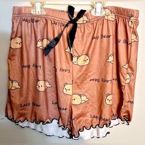 Womens lazy bear sleep shorts large NIP